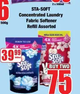 Boxer STA-SOFT Concentrated Laundry Fabric Softener Refill Assorted offer