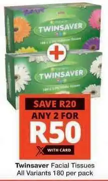 Checkers Twinsaver Facial Tissues offer
