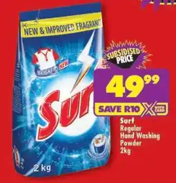 Shoprite Surf Regular Hand Washing Powder 2kg offer