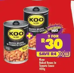 Shoprite Koo Baked Beans in Tomato Sauce 400g offer