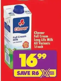 Shoprite CLOVER Full Cream Long Life Milk offer
