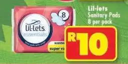 Shoprite Lil-lets Sanitary Pads 8 per pack offer