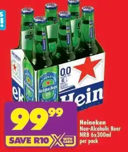 Shoprite Heineken Non-Alcoholic Beer NRB 6x300ml per pack offer