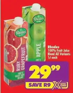 Shoprite RHODES 100% FRUIT JUICE BLEND all variants offer