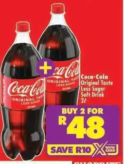 Shoprite Coca-Cola Original Taste Less Sugar Soft Drink 2L offer