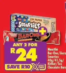 Shoprite Nestlé Bar-One/Aero/Smarties 40g/41,5g/KitKat/Tex Chocolate Bars offer