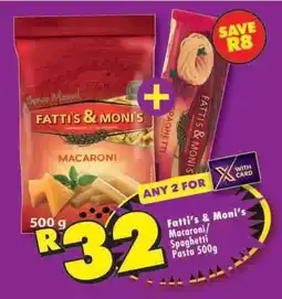 Shoprite Fatti's & Moni's Macaroni/Spaghetti Pasta 500g offer