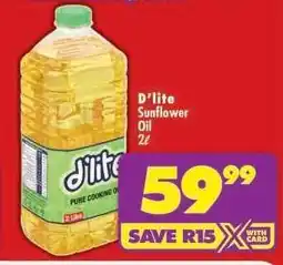 Shoprite D'LITE SUNFLOWER OIL 2ℓ offer