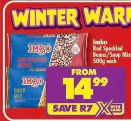 Shoprite Imbo Red Speckled Beans/Soup Mix 500g each offer