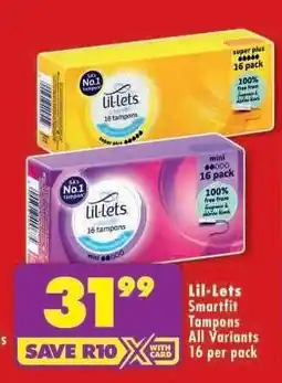Shoprite LIL-LETS SMARTFIT TAMPONS offer