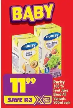 Shoprite Purity 100% Fruit Juice Blend All Variants 200ml each offer