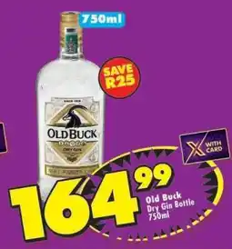 Shoprite Old Buck Dry Gin Bottle 750ml offer