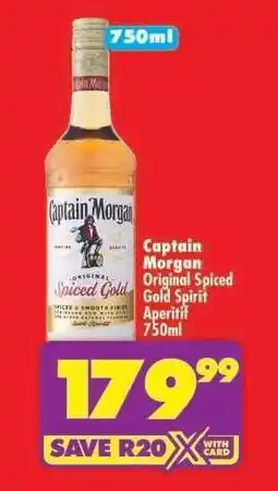 Shoprite CAPTAIN MORGAN ORIGINAL SPICED GOLD SPIRIT APERITIF 750ml offer