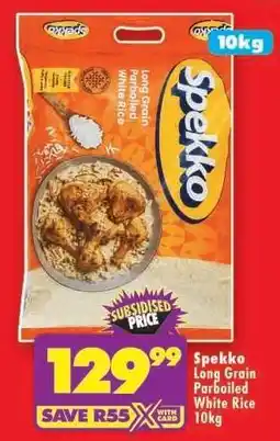 Shoprite Spekko Long Grain Parboiled White Rice 10kg offer