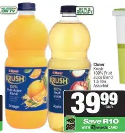 Spar Clover Krush 100 Fruit Juice Blend offer