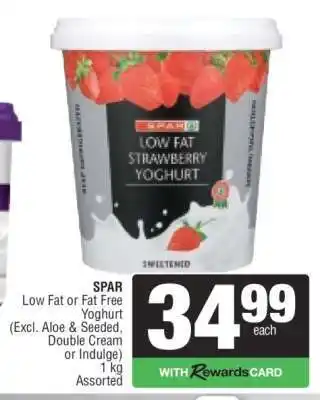 Spar SPAR Low Fat or Fat Free Yoghurt offer