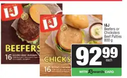 Spar I&J Beefers or Chicksters Beef Patties offer
