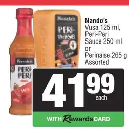Spar Nando’s Vusa 125 ml, Peri-Peri Sauce 250 ml or Perinaise 265 g Assorted offer