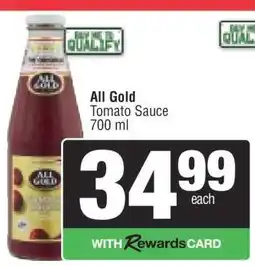 Spar ALL GOLD Tomato Sauce offer