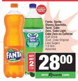 Spar Fanta, Sprite, Stoney, Sparletta, Twist, Coke Zero, Coke Light, Coke Zero no Caffeine offer