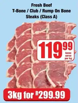 Boxer Superstores Fresh Beef T-Bone/ Club/ Rump On Bone Steaks Class A offer