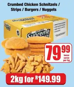Boxer Superstores Crumbed Chicken Schnitzels/ Strips/ Burgers/ Nuggets offer