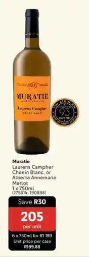 Makro’s liquor Muratie Laurens Campher Chenin Blanc, or Alberta Annemarie Merlot offer