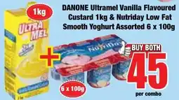 Boxer Superstores Danone Ultramel Vanilla Flavoured Custard & Nutriday Low Fat Smooth Yoghurt Assorted offer
