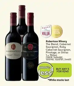 Makro’s liquor Robertson Winery The Blend, Cabernet Sauvignon, Ruby Cabernet Sauvignon, Pinotage, or Shiraz offer