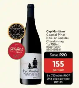 Makro’s liquor Cap Maritime Coastal Pinot Noir, or Coastal Chardonnay offer
