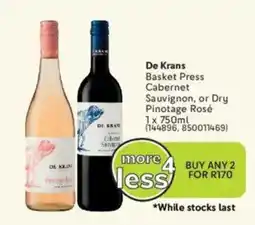 Makro’s liquor De Krans Basket Press Cabernet Sauvignon, or Dry Pinotage Rosé offer