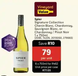 Makro’s liquor Spier Signature Collection Chenin Blanc, Chardonnay, Sauvignon Blanc, or Chardonnay/ Pinot Noir offer