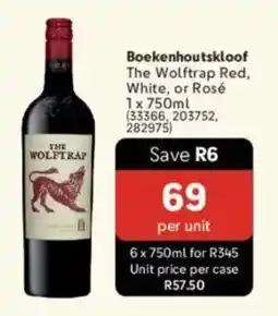 Makro’s liquor Boekenhoutskloof The Wolftrap Red, White, or Rosé offer