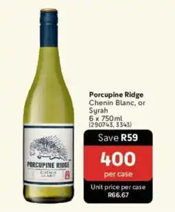 Makro’s liquor Porcupine Ridge Chenin Blanc, or Syrah offer