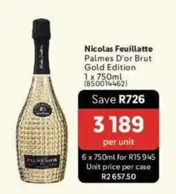 Makro’s liquor Nicolas Feuillatte Palmes D'or Brut Gold Edition offer
