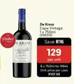 Makro’s liquor De Krans Cape Vintage offer