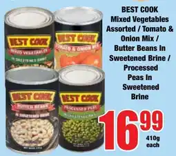 Boxer Superstores Best Cook Mixed Vegetables Assorted/ Tomato & Onion Mix/ Butter Beans In Sweetened Brine/ Processed Peas In Sweetened Brine offer