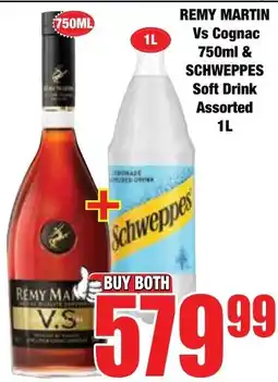 Boxer Superstores Remy Martin Vs Cognac & Schweppes Soft Drink Assorted offer
