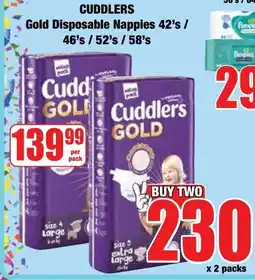Boxer Superstores Cuddlers Gold Disposable Nappies offer