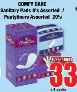 Boxer Superstores Comfy Care Sanitary Pads Assorted/ Pantyliners Assorted offer