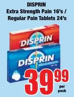 Boxer Superstores Disprin Extra Strength Pain/ Regular Pain Tablets offer