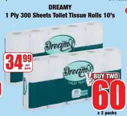Boxer Superstores Dreamy 1 Ply 300 Sheets Toilet Tissue Rolls offer