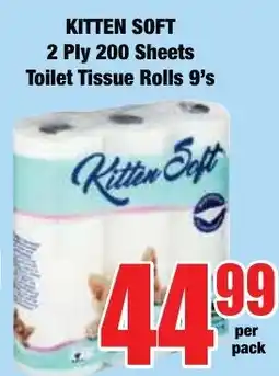 Boxer Superstores Kitten Soft 2 Ply 200 Sheets Toilet Tissue Rolls offer