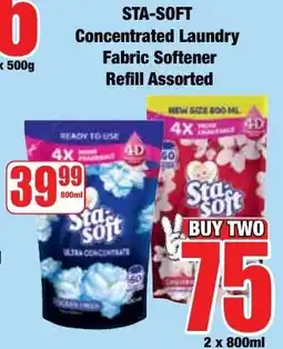 Boxer Superstores Sta-Soft Concentrated Laundry Fabric Softener Refill Assorted offer