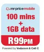 MRP Mr Price Mobile Data-100 Mins + 1GB Data offer