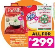 Game Excella Long Grain Parboiled Rice 10Kg+Golden Cloud Wheat Cake Flour 10Kg+Ace Super Maize Meal 10Kg offer