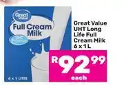 Game Great Value UHT Long Life Full Cream Milk-6 x 1L offer