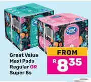 Game Great Value Maxi Pads Regular Or Super (Priced From)-8s offer