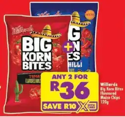 Shoprite Willards Big Korn Bites Flavoured Maize Chips offer