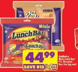 Shoprite Cadbury Minis Lunch Bar/ P.S. Chocolate Bars Fun bag offer